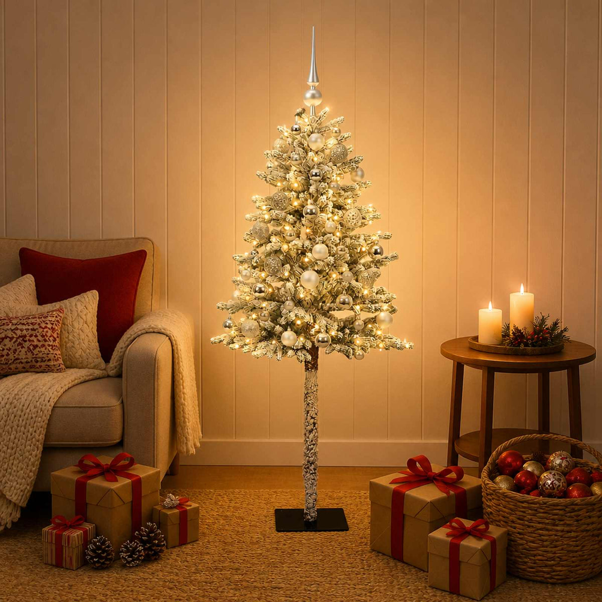 vidaXL Artificial Christmas Tree with Bauble 150 cm 150 LEDs 1