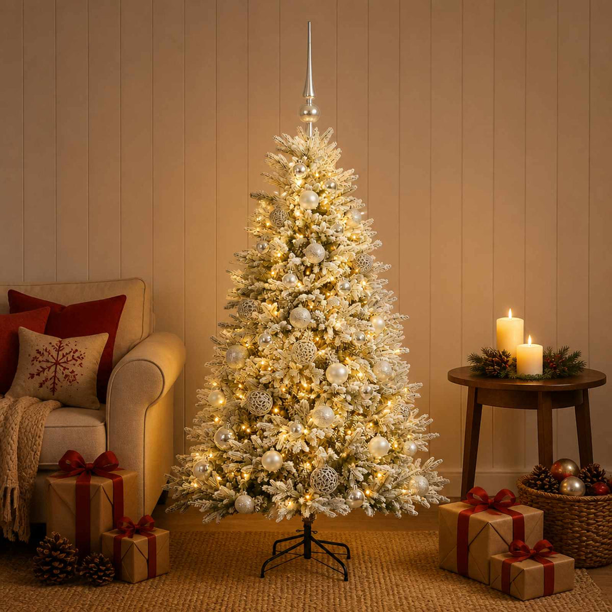 vidaXL Artificial Christmas Tree with Bauble 150 cm 150 LEDs 3