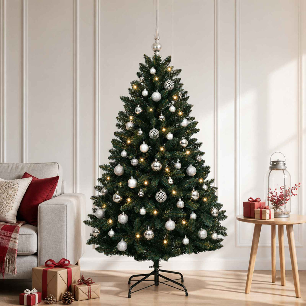 vidaXL Artificial Christmas Tree Dark Green with Bauble 180 cm 3
