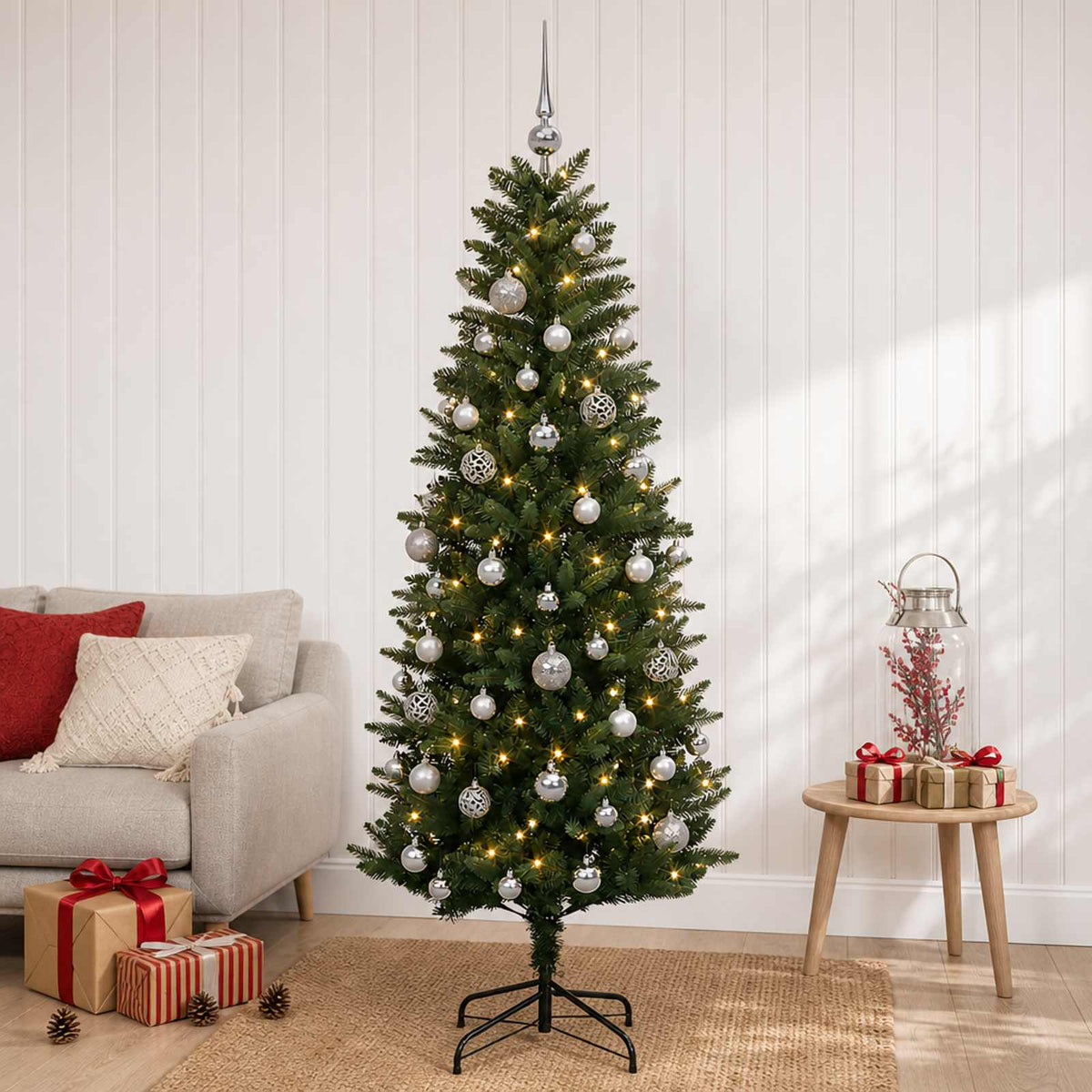 vidaXL Artificial Christmas Tree with Bauble 120 cm 150 LEDs 1