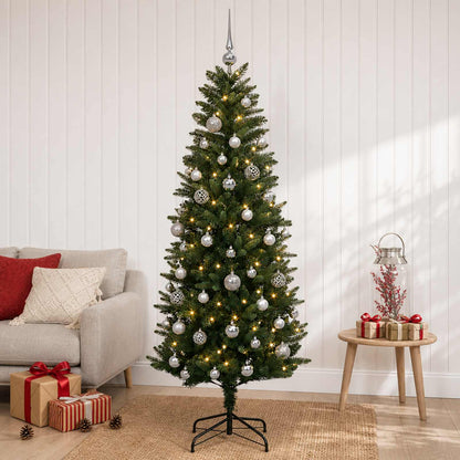 vidaXL Artificial Christmas Tree with Bauble 120 cm 150 LEDs 1