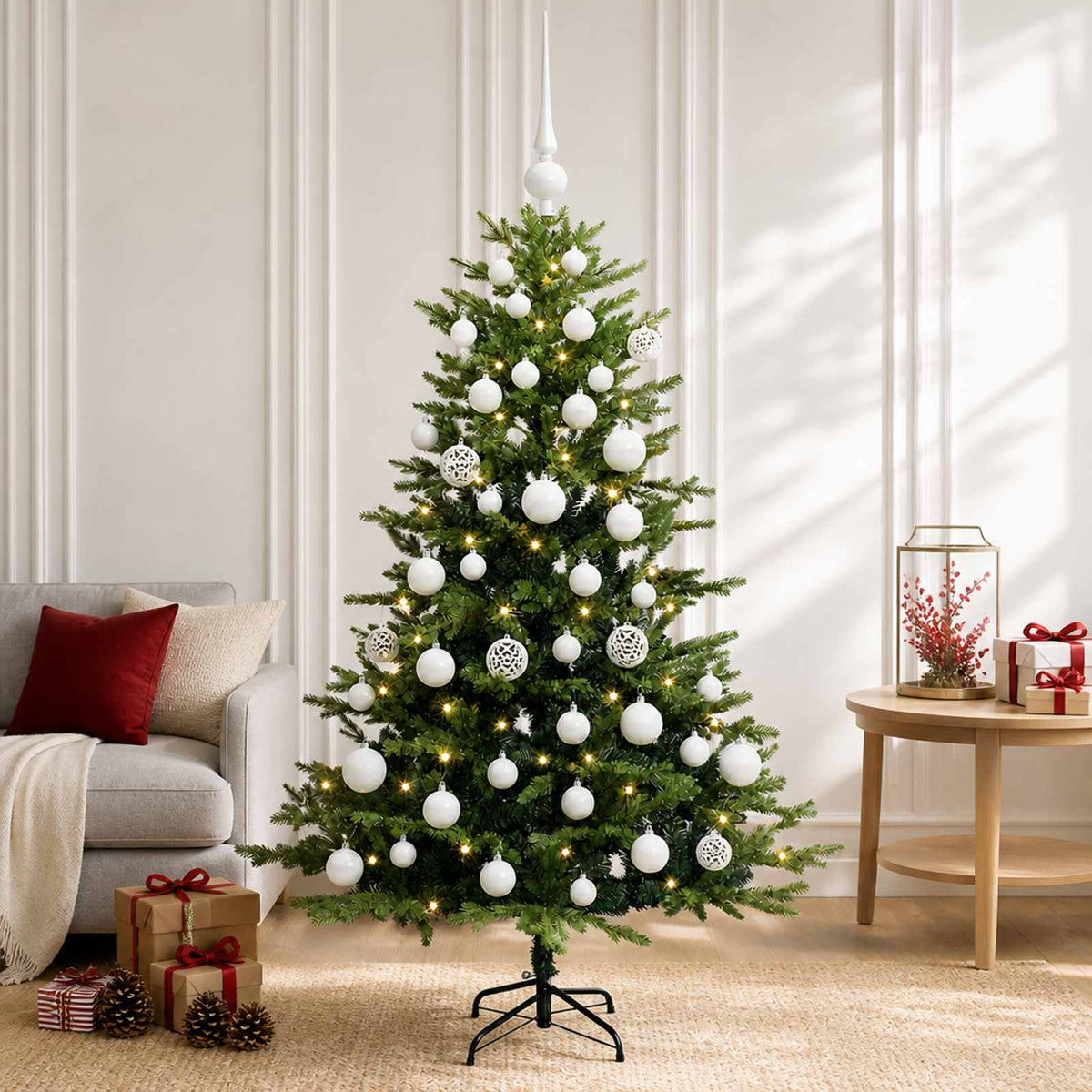 vidaXL Artificial Christmas Tree with Bauble 120 cm 150 LEDs 1
