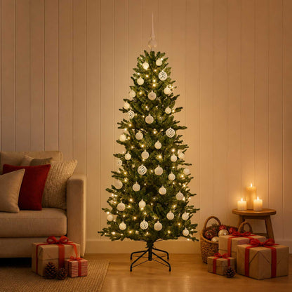 Artificial Christmas Tree Bauble LEDs Green white balls
