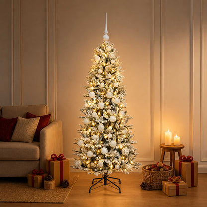 Artificial Christmas Tree Bauble LEDs Green White balls