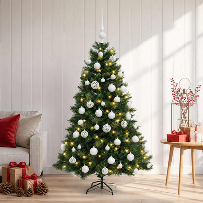 Artificial Christmas Tree Bauble LEDs Green white balls