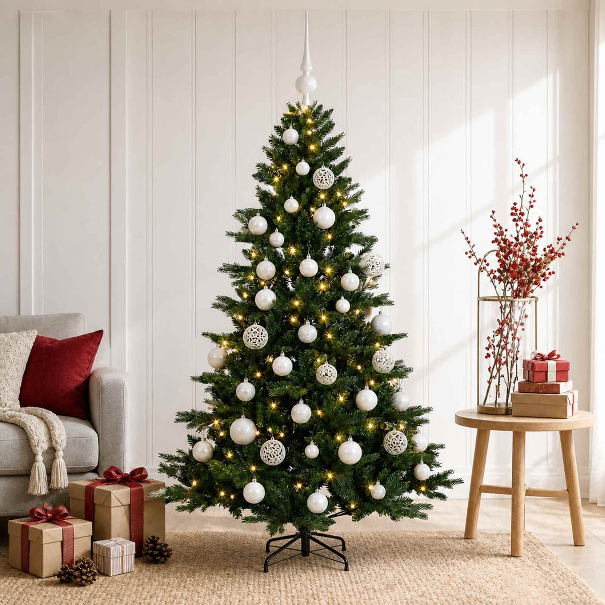 Artificial Christmas Tree Bauble LEDs white balls