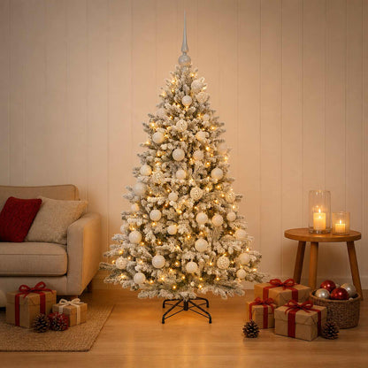 Artificial Christmas Tree Bauble LEDs Green White balls