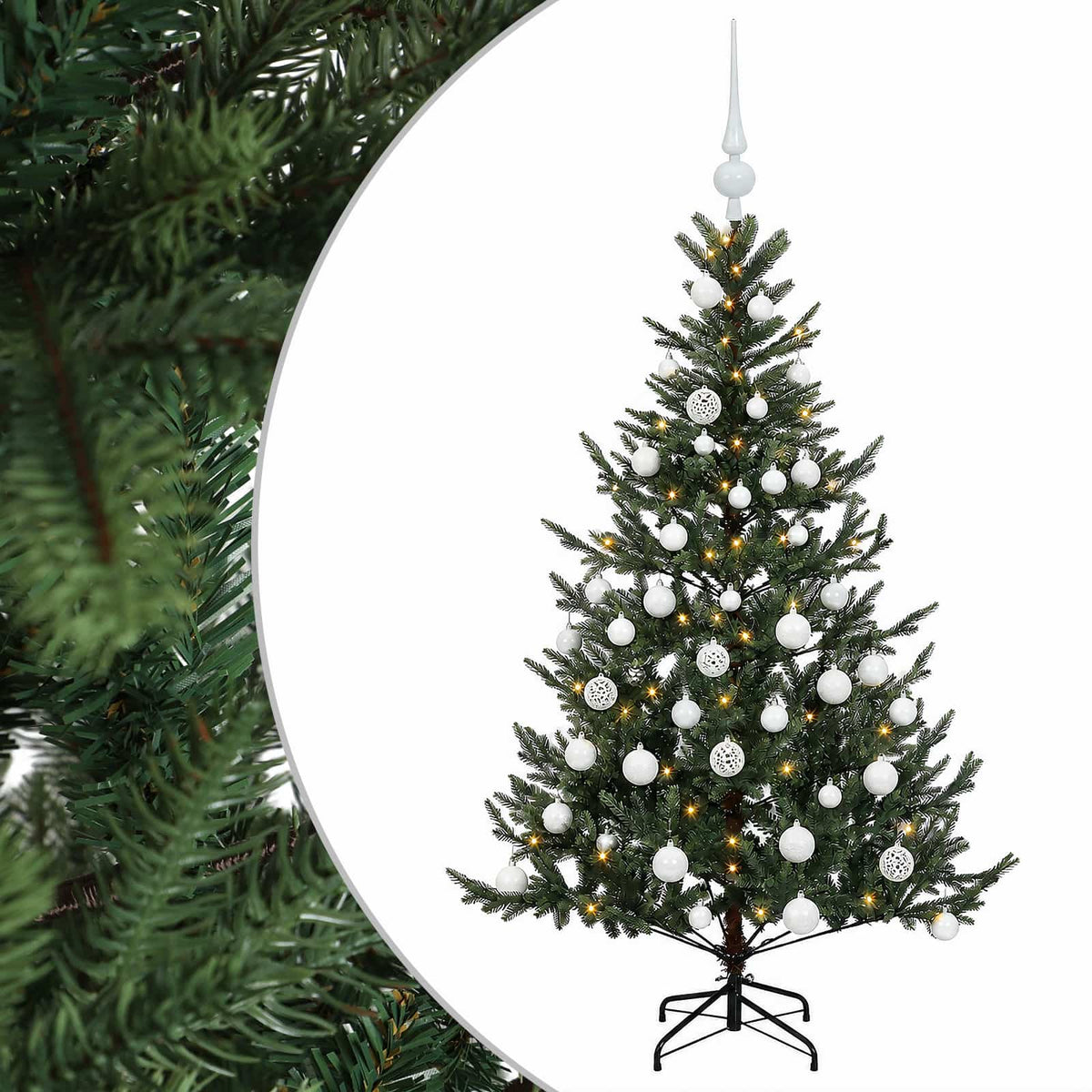 vidaXL Artificial Christmas Tree with Bauble 120 cm 150 LEDs 2
