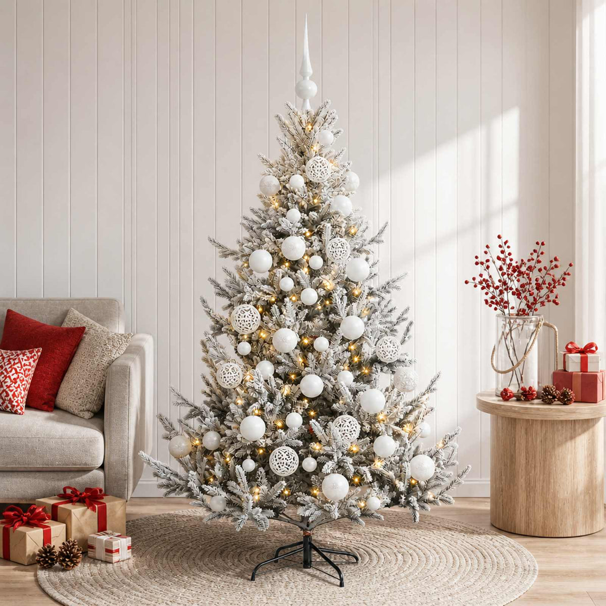 vidaXL Artificial Christmas Tree with Bauble 120 cm 150 LEDs 1