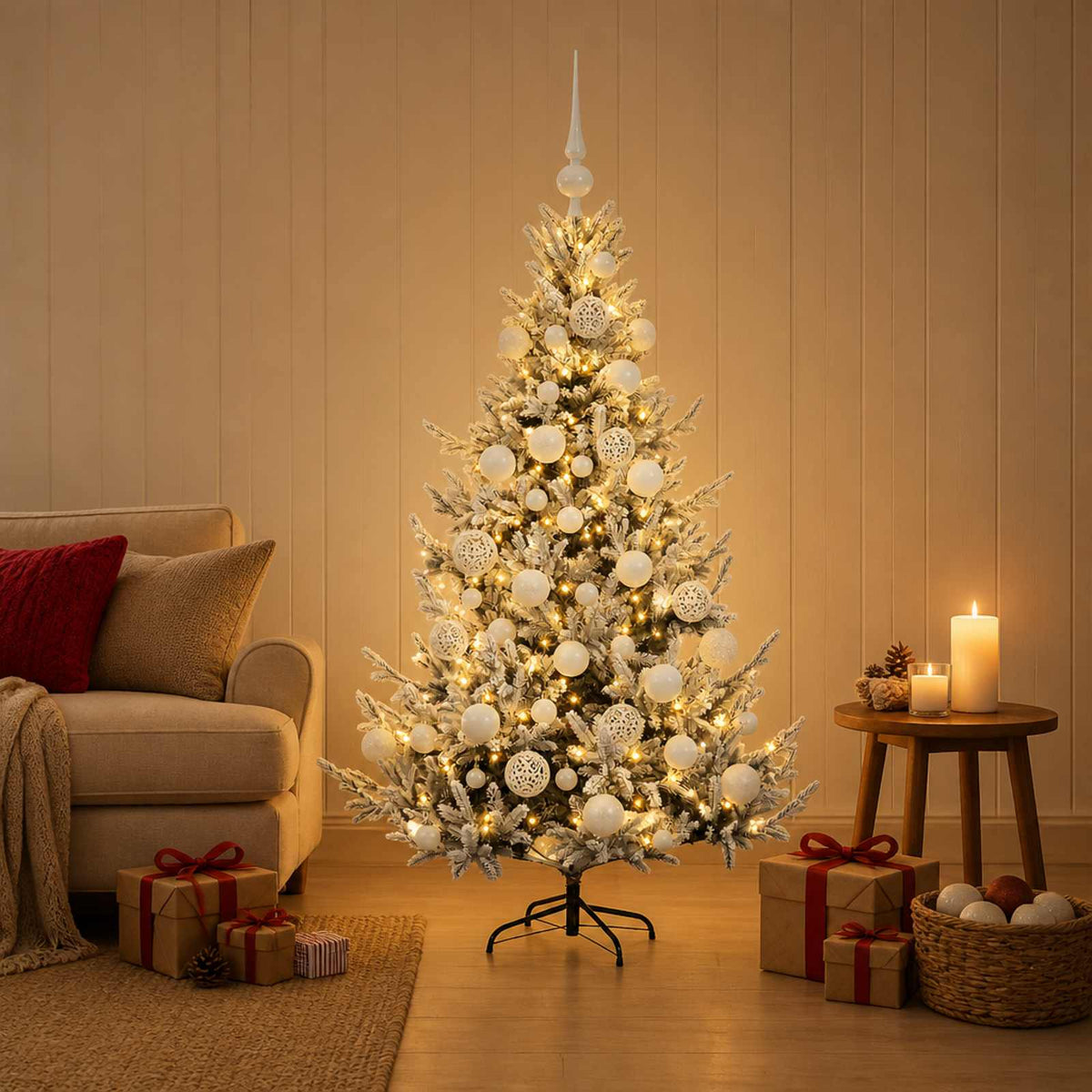 vidaXL Artificial Christmas Tree with Bauble 120 cm 150 LEDs 3