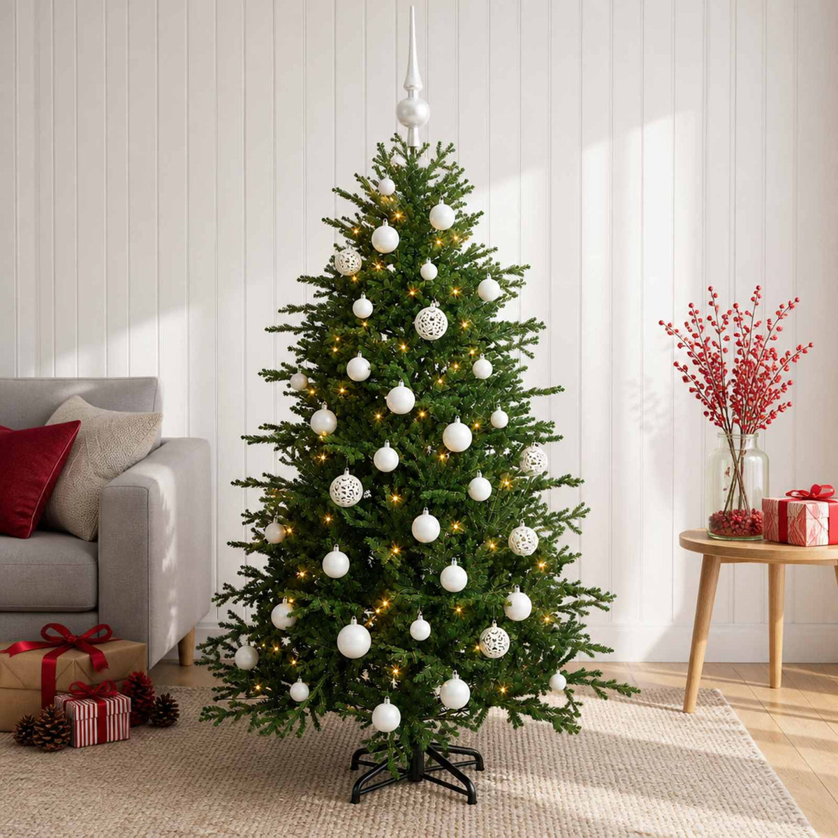 Artificial Christmas Tree Bauble LEDs white balls