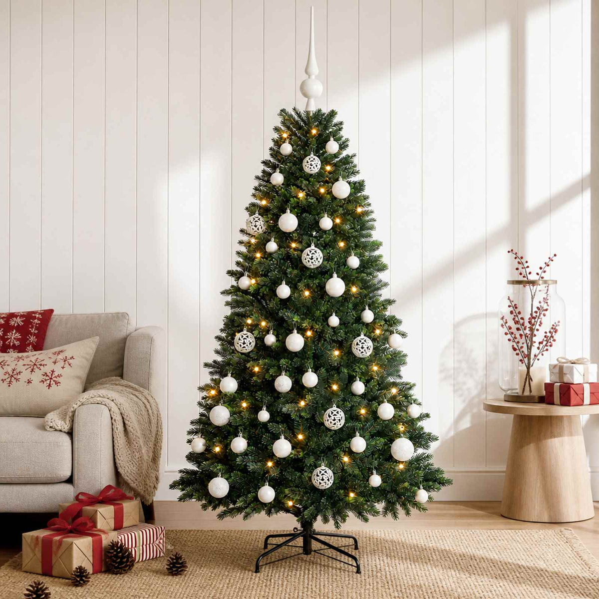 Artificial Christmas Tree Bauble LEDs white balls