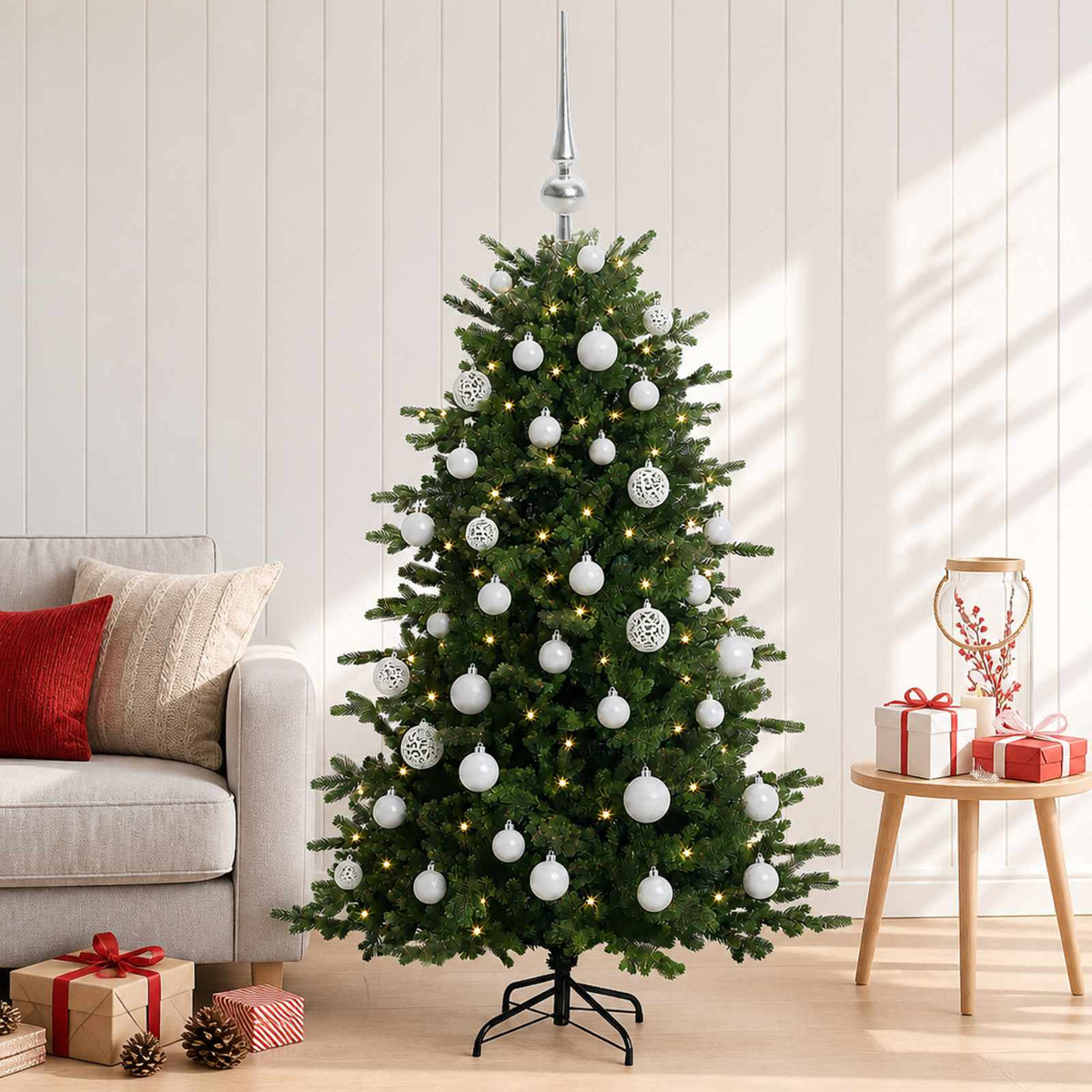 Artificial Christmas Tree Bauble LEDs white balls