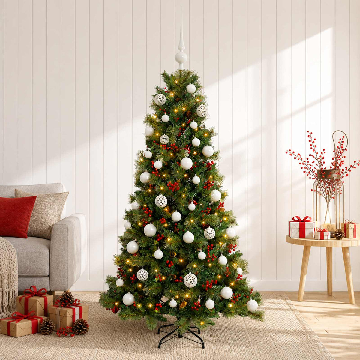 Artificial Christmas Tree Bauble LEDs white balls