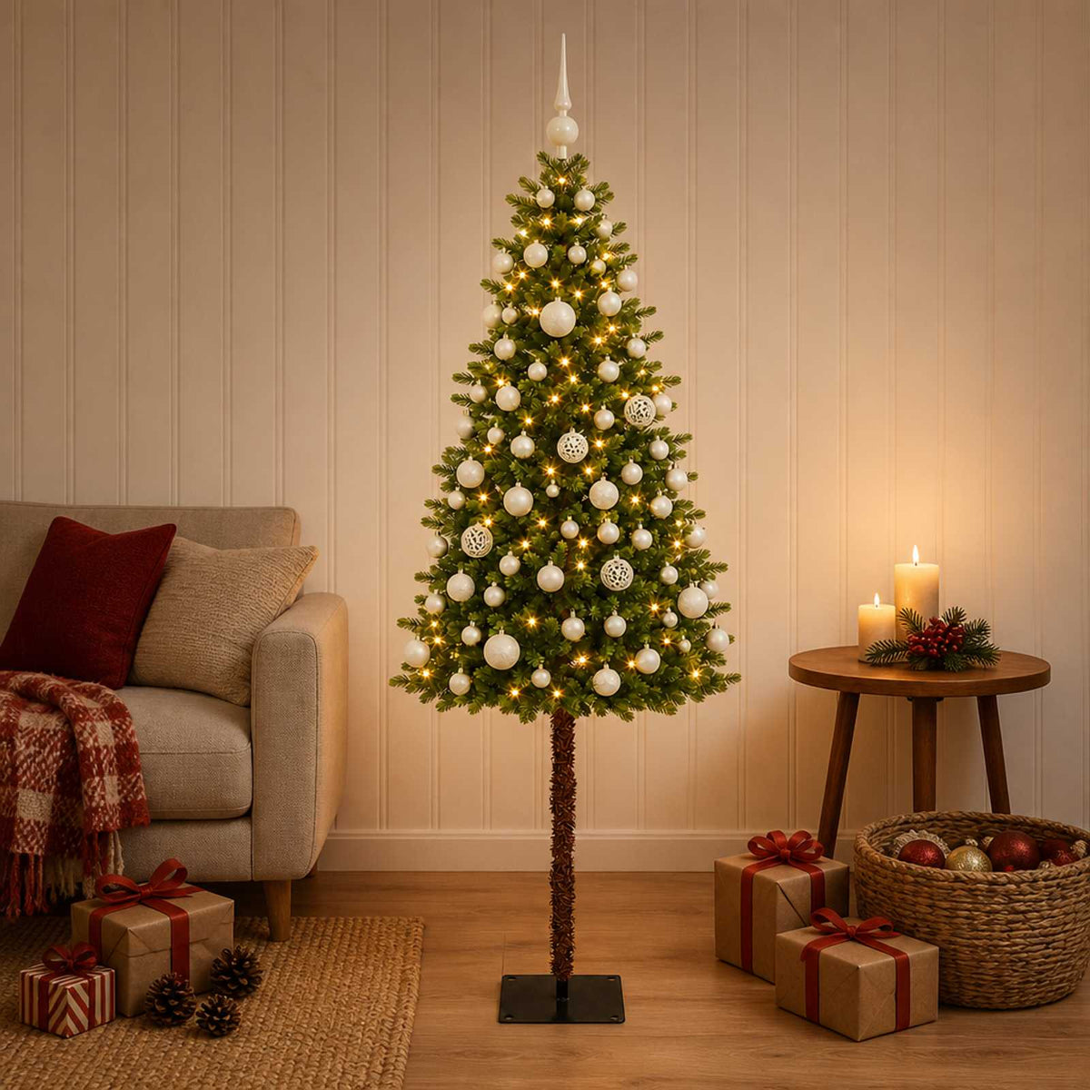 vidaXL Artificial Christmas Tree with Bauble 150 cm 150 LEDs 1