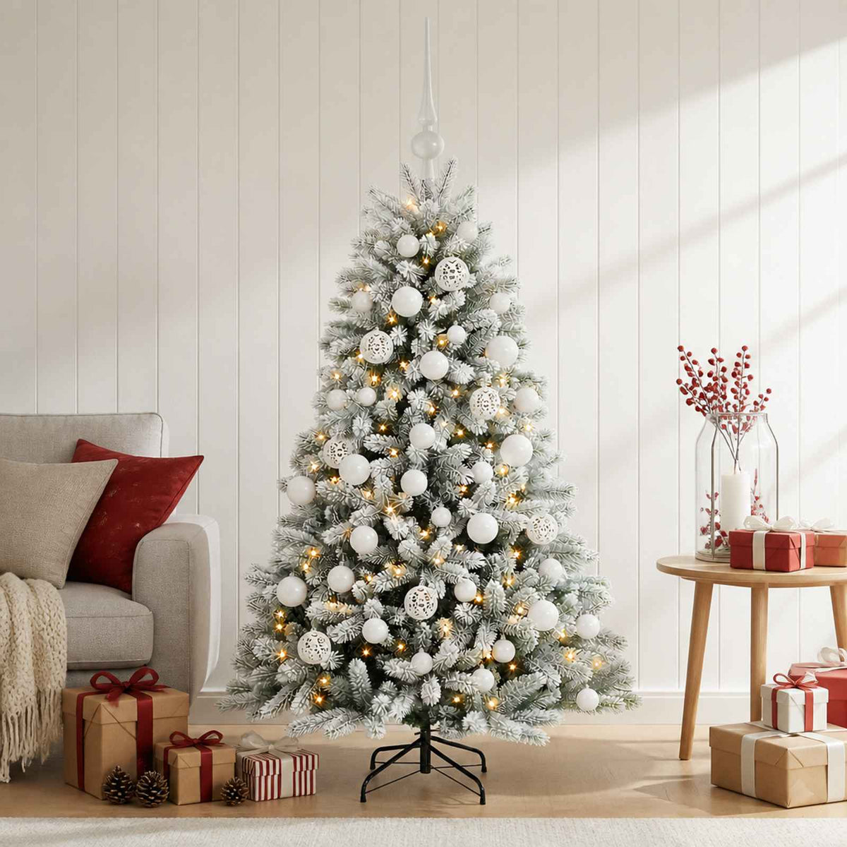 vidaXL Artificial Christmas Tree with Bauble 120 cm 150 LEDs 1