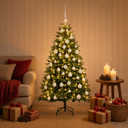 vidaXL Artificial Christmas Tree with Bauble 150 cm 150 LEDs 1