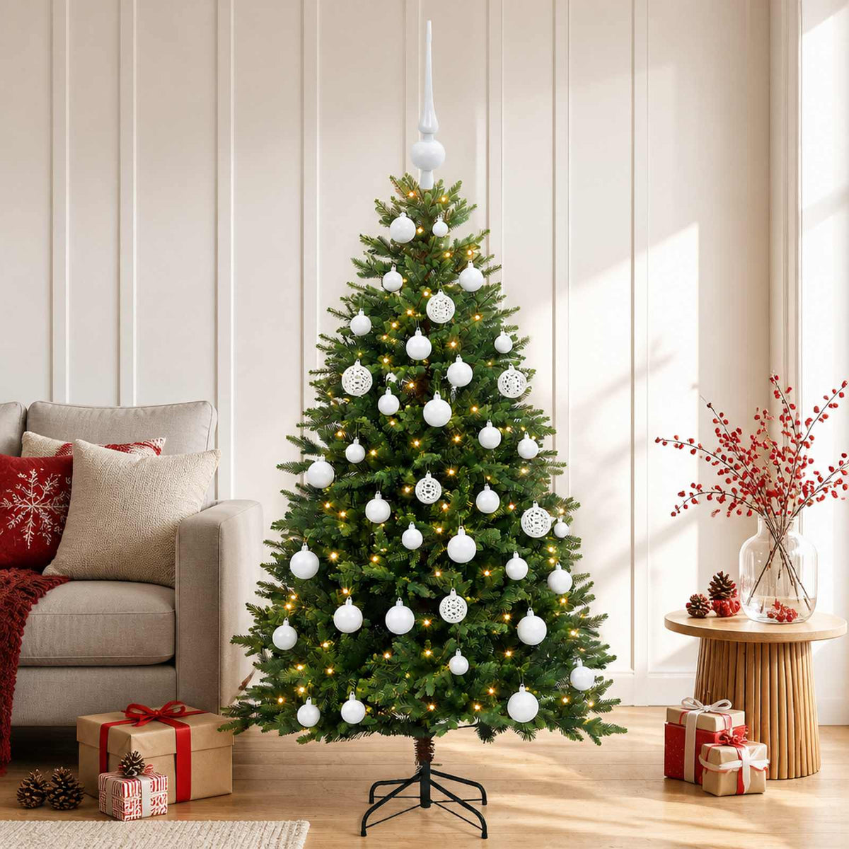 vidaXL Artificial Christmas Tree with Bauble 150 cm 150 LEDs 3