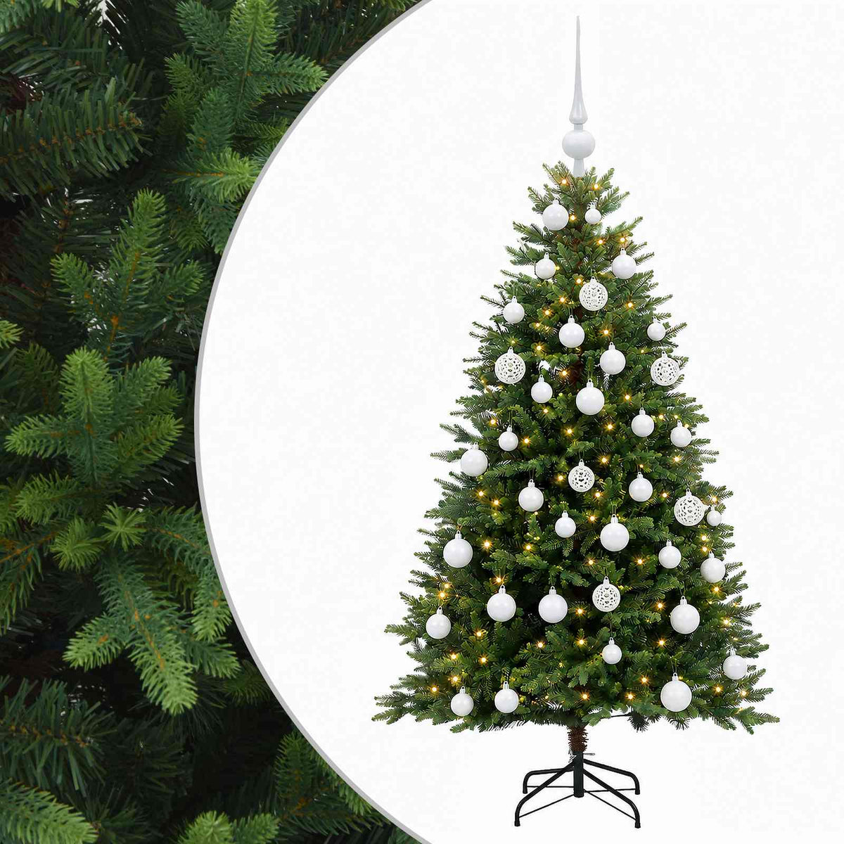 vidaXL Artificial Christmas Tree with Bauble 150 cm 150 LEDs 2