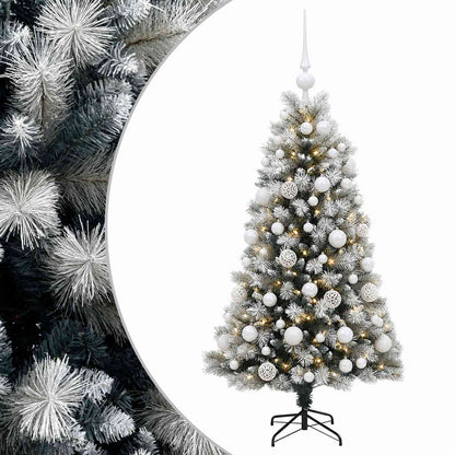 Artificial Hinged Christmas Tree with Baubles 150 LEDs with LEDs & white balls