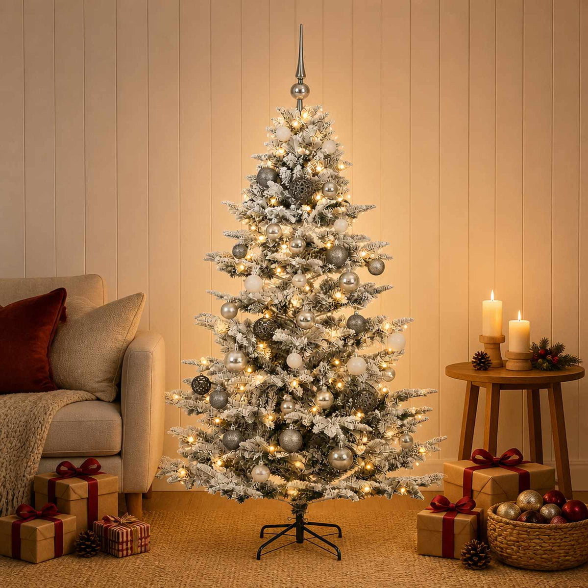 vidaXL Artificial Christmas Tree with Bauble 150 cm 150 LEDs 3