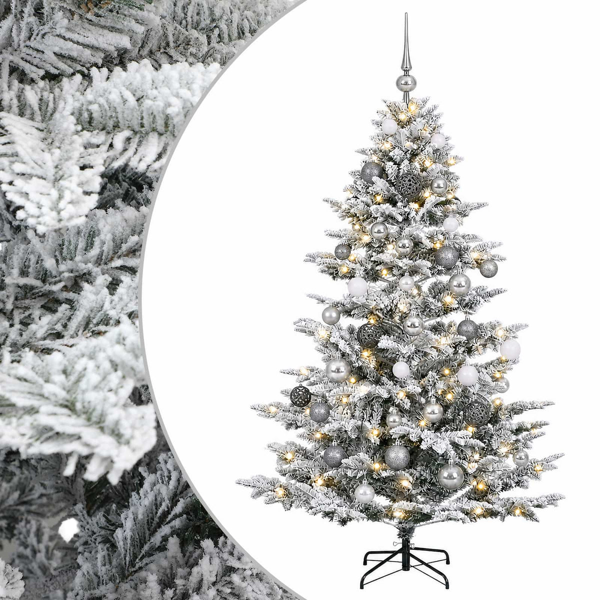 vidaXL Artificial Christmas Tree with Bauble 150 cm 150 LEDs 2