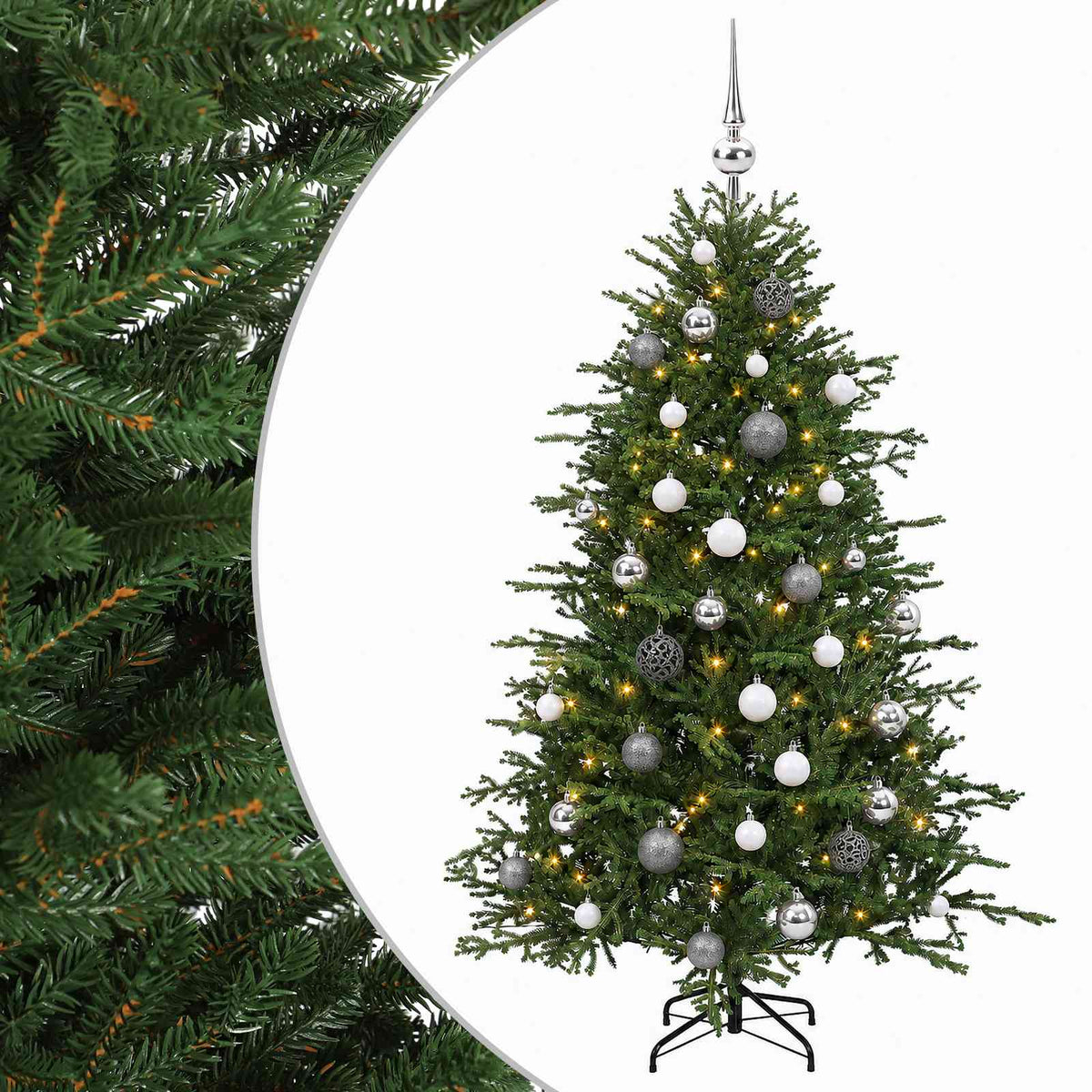vidaXL Artificial Christmas Tree with Bauble 120 cm 150 LEDs 2