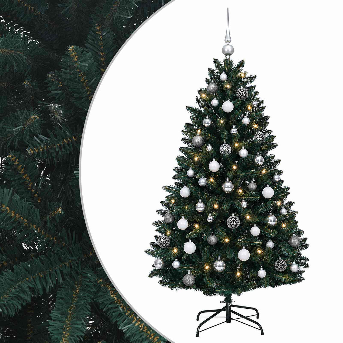 vidaXL Artificial Christmas Tree Dark Green with Bauble 150 cm 2