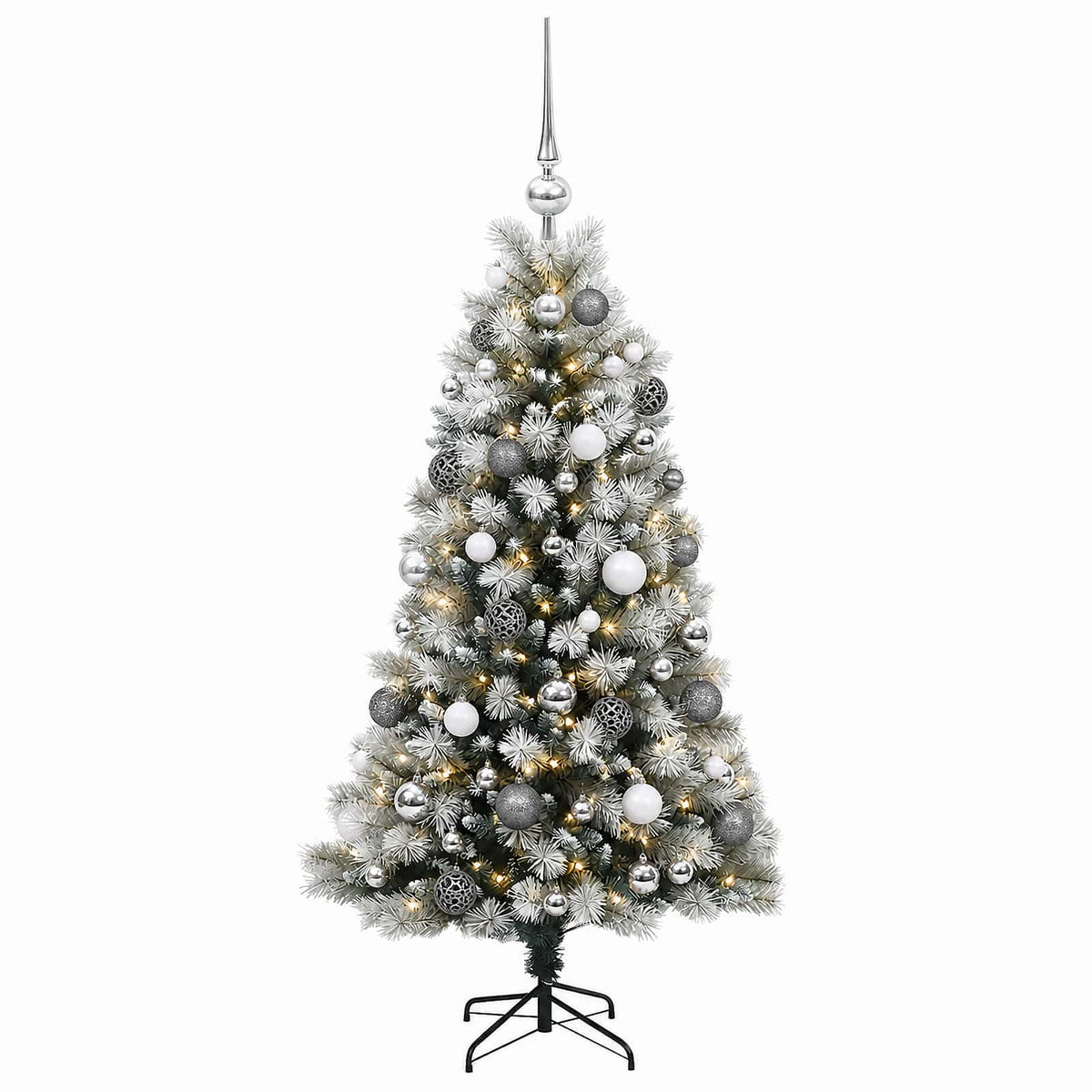 vidaXL Artificial Hinged Christmas Tree with Baubles 120 cm 150 LEDs 4