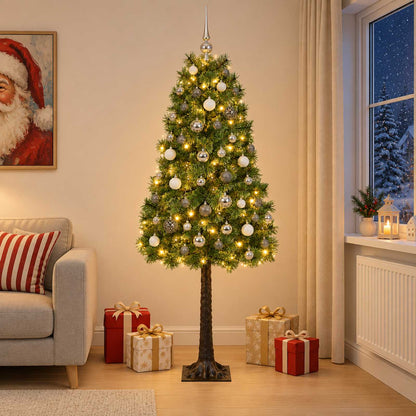vidaXL Artificial Hinged Christmas Tree with Baubles 120 cm 150 LEDs 1