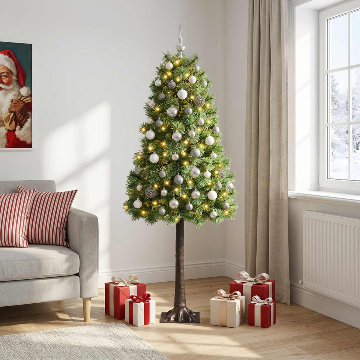 vidaXL Artificial Hinged Christmas Tree with Baubles 120 cm 150 LEDs 3