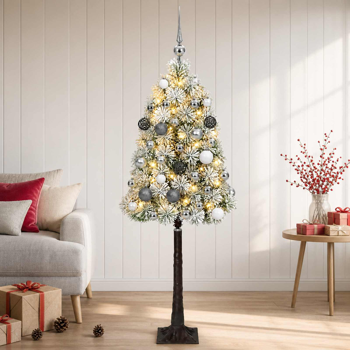 vidaXL Artificial Hinged Christmas Tree with Baubles 120 cm 150 LEDs 3