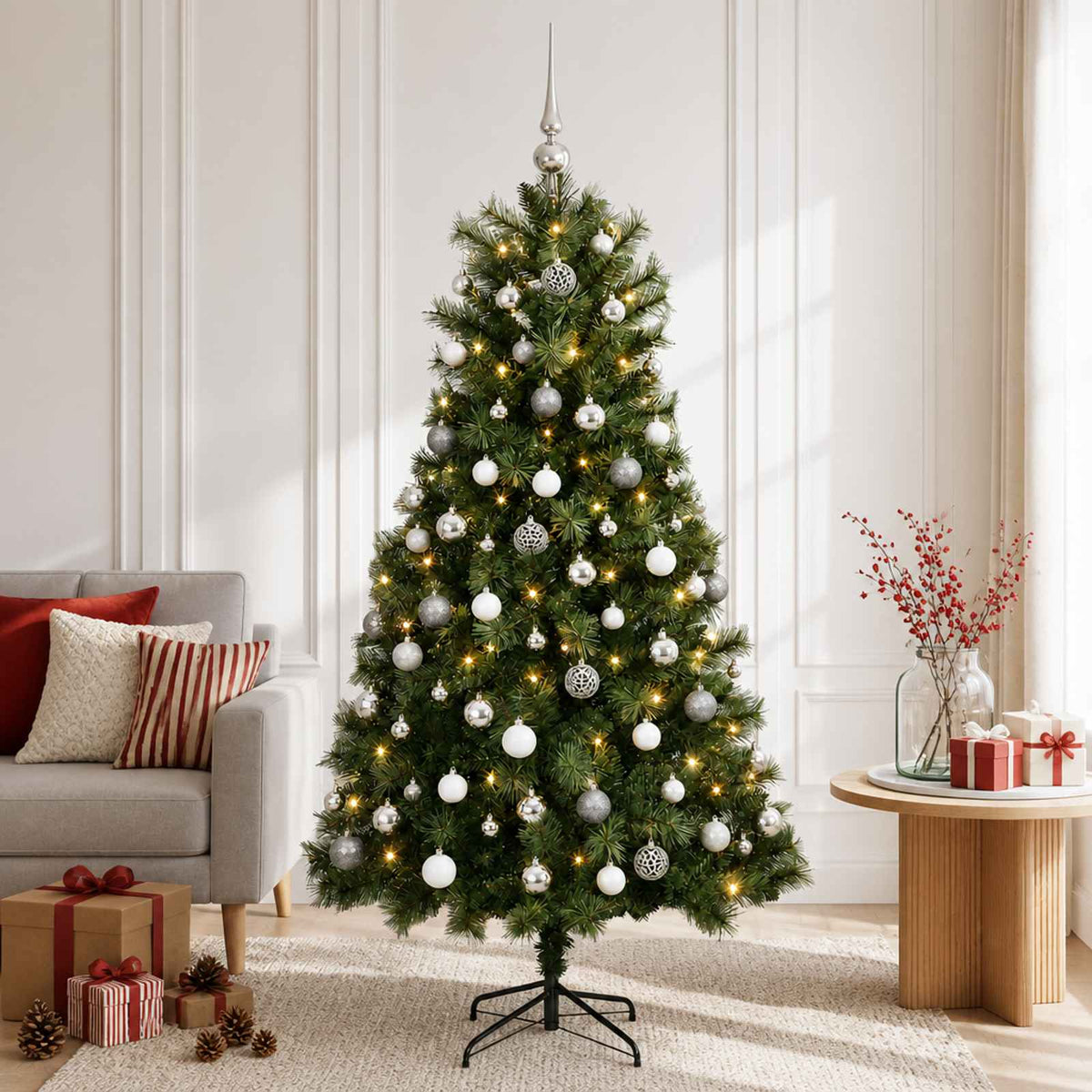 Artificial Hinged Christmas Tree Baubles LEDs