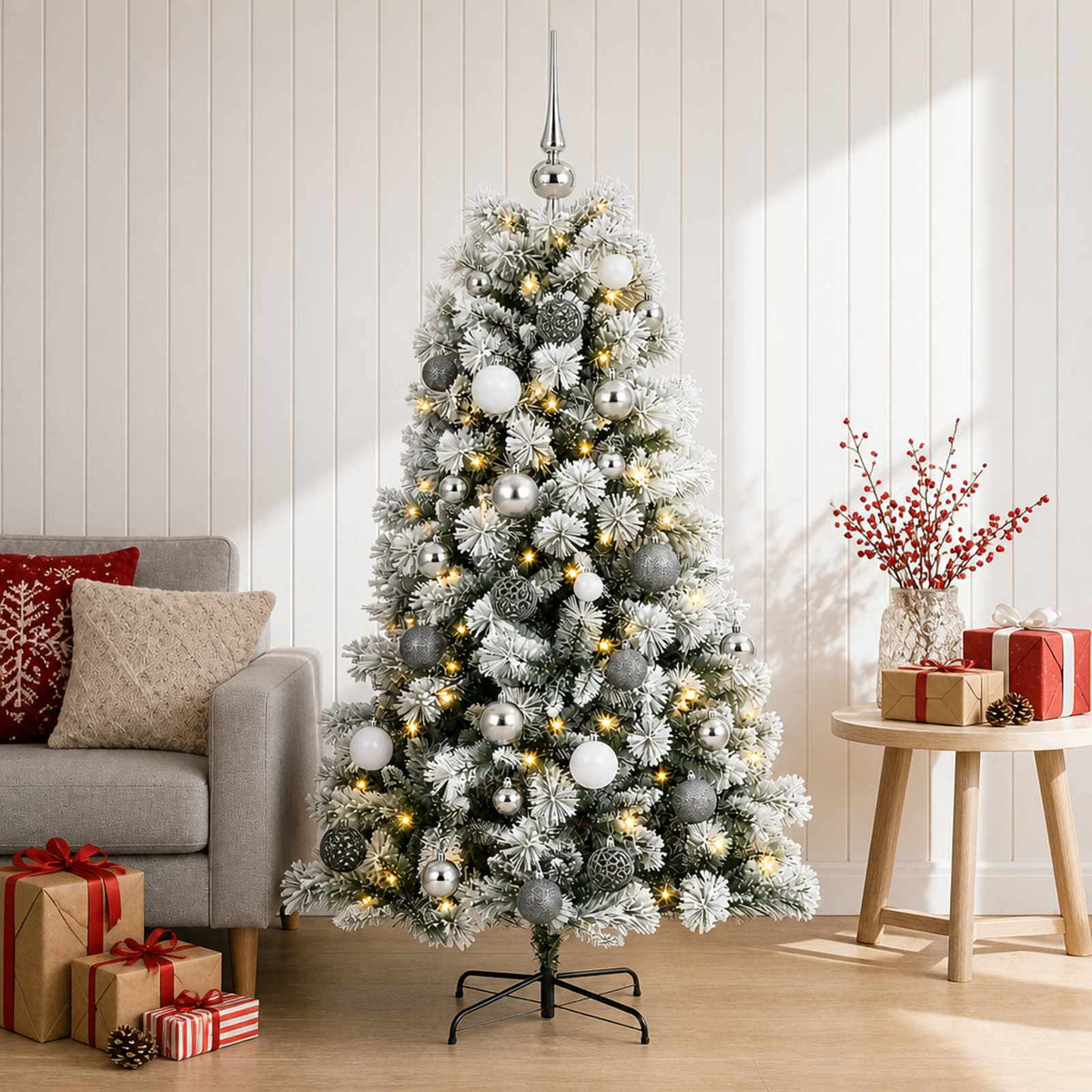 Artificial Hinged Christmas Tree Baubles LEDs