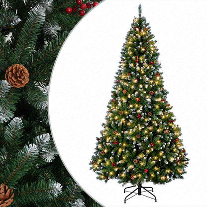 Artificial Christmas Tree Green with Bauble 210 cm 300 LEDs Green with Frosted Tips Ø 106 x 210 cm with 300 LEDs