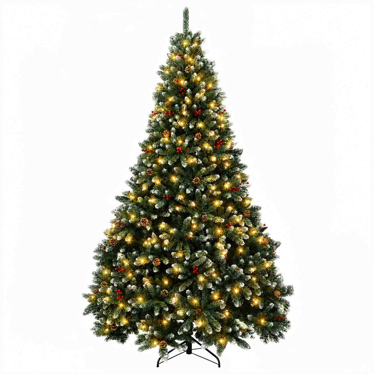 Artificial Christmas Tree Green Bauble LEDs Frosted Tips