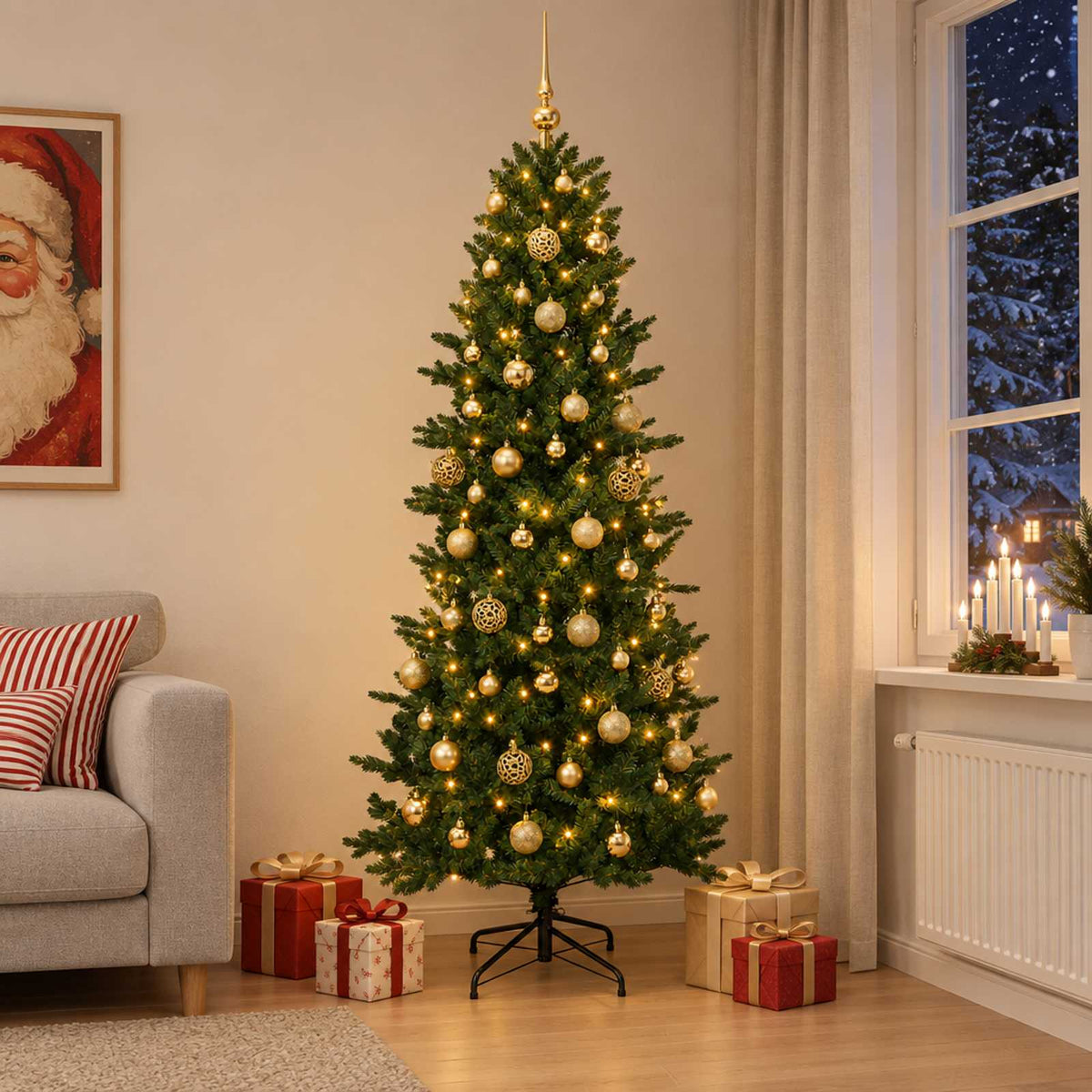 vidaXL Artificial Christmas Tree with Bauble 240 cm 300 LEDs 3