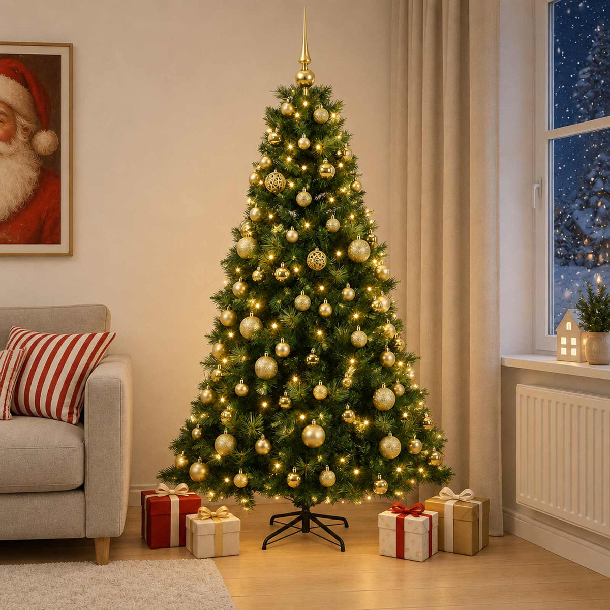 vidaXL Artificial Christmas Tree with Bauble 240 cm 300 LEDs 3