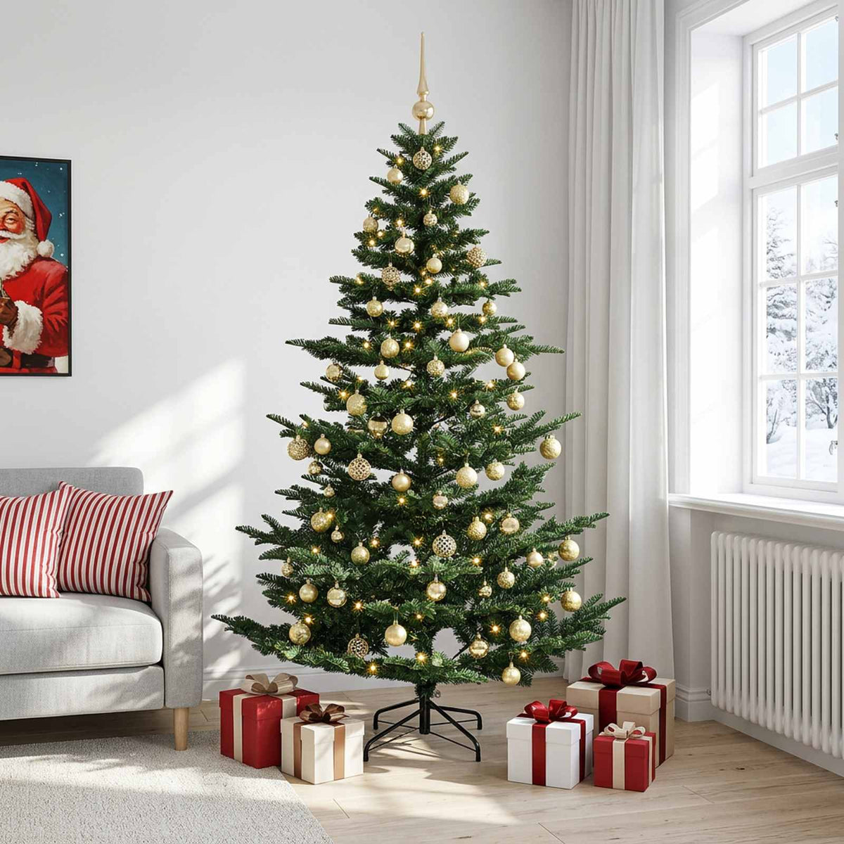 vidaXL Artificial Christmas Tree with Bauble 240 cm 300 LEDs 3