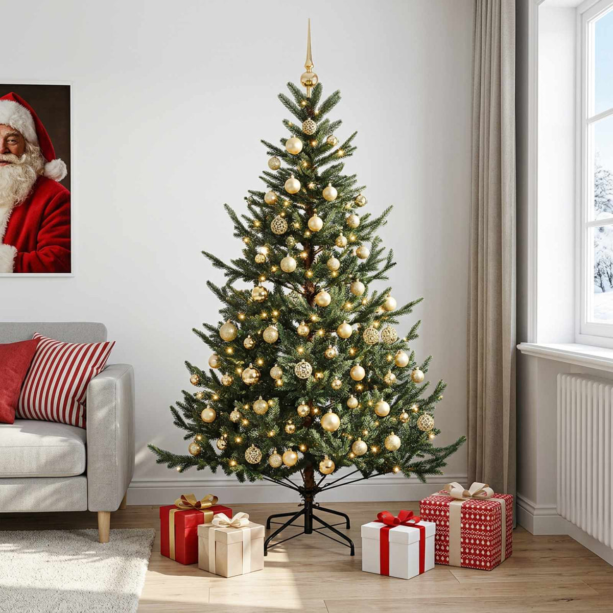 vidaXL Artificial Christmas Tree with Bauble 240 cm 300 LEDs 1