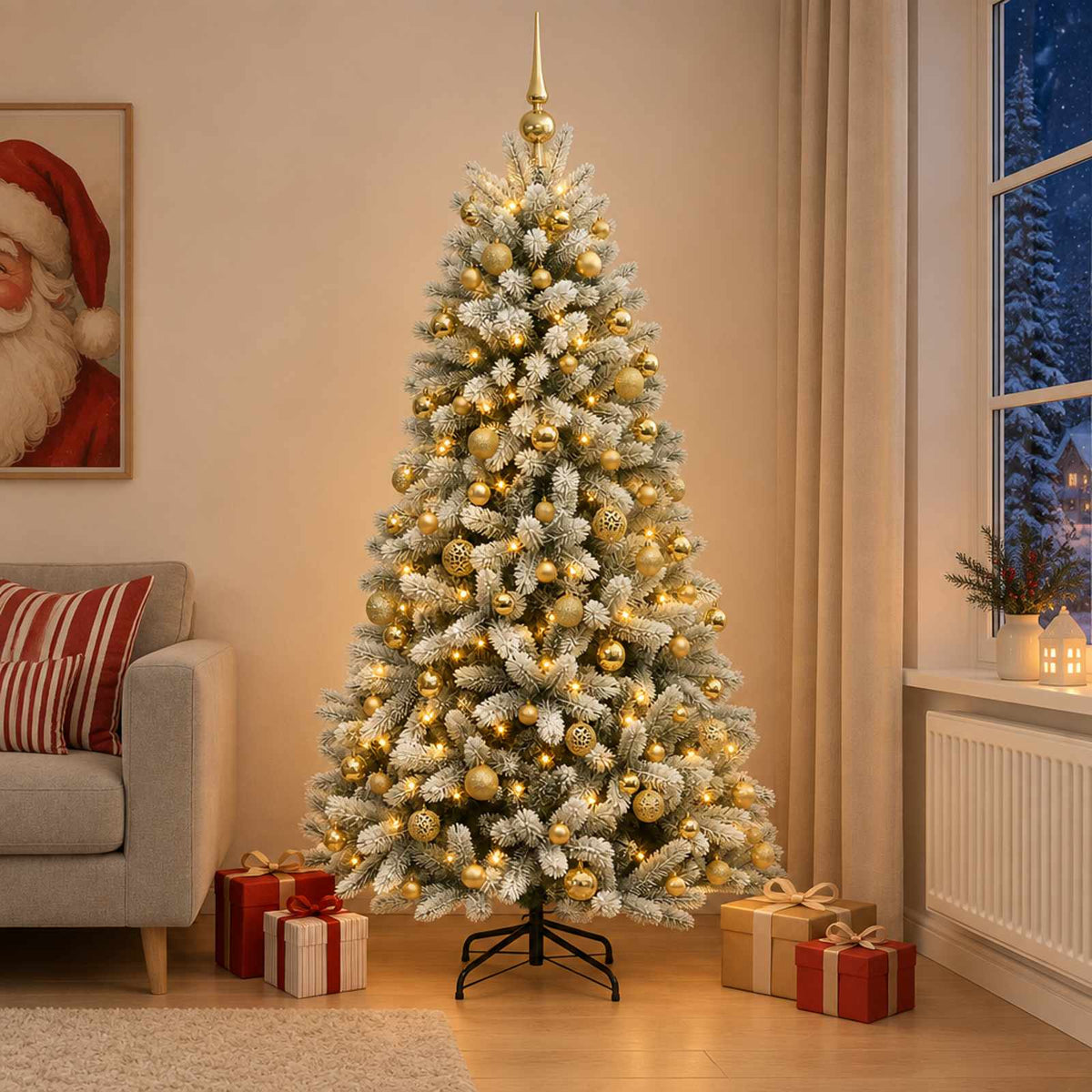 vidaXL Artificial Christmas Tree with Bauble 180 cm 300 LEDs 1