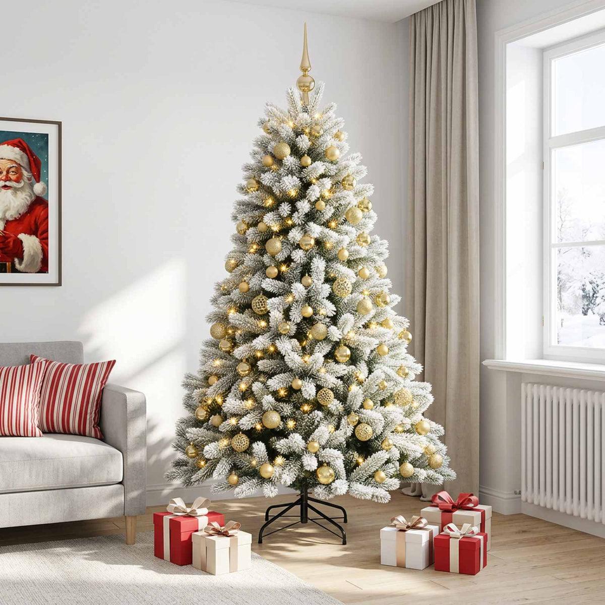 vidaXL Artificial Christmas Tree with Bauble 180 cm 300 LEDs 3