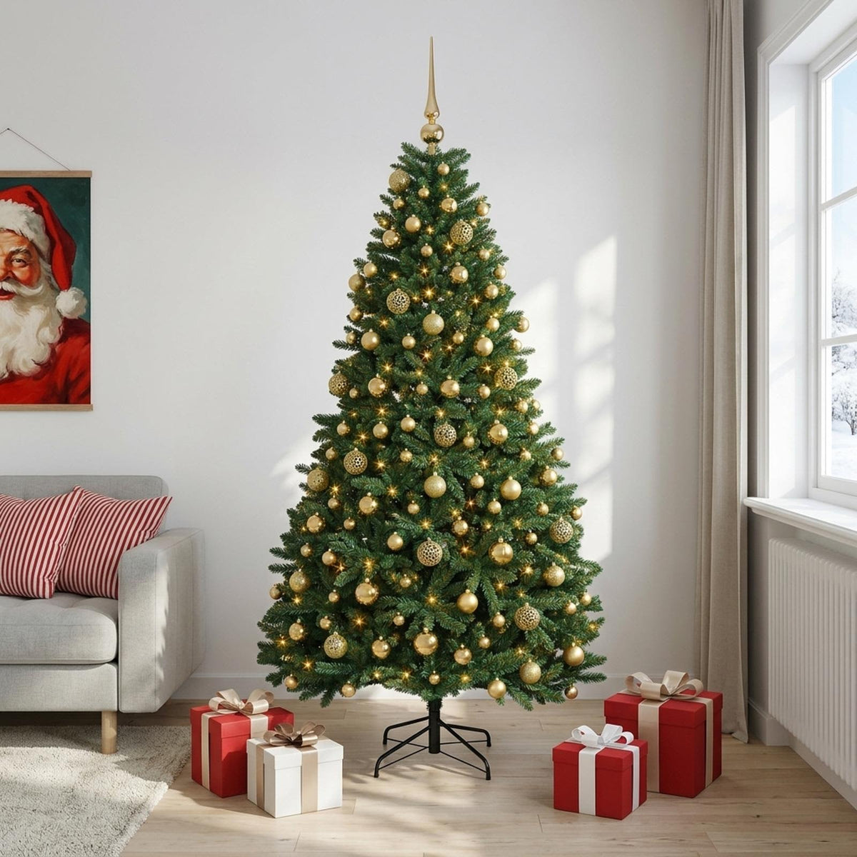 Artificial Christmas Tree Mid-green Bauble LEDs