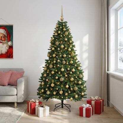 Artificial Christmas Tree Mid-green Bauble LEDs