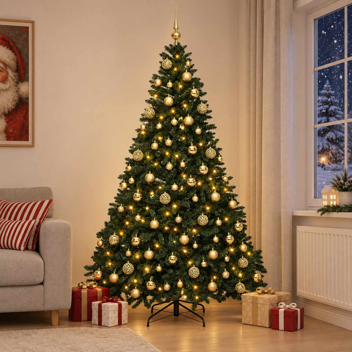 vidaXL Artificial Christmas Tree Dark Green with Bauble 240 cm 1