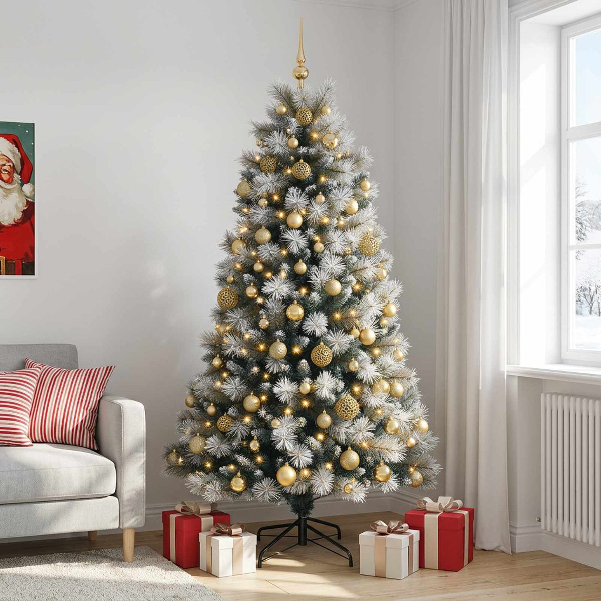 Artificial Hinged Christmas Tree Baubles LEDs