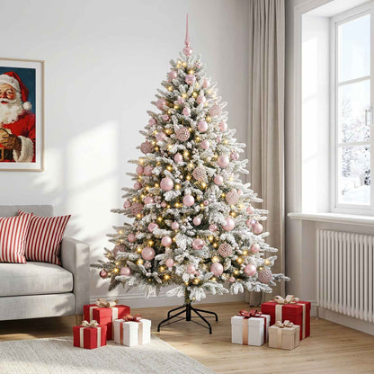 Artificial Christmas Tree Bauble LEDs Green White pink balls