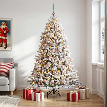Artificial Christmas Tree Bauble LEDs Green White pink balls