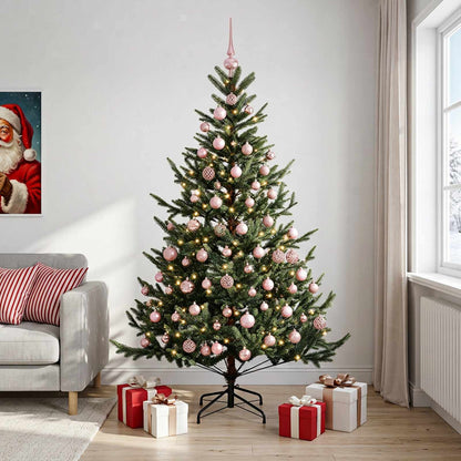 Artificial Christmas Tree Bauble LEDs Green pink balls