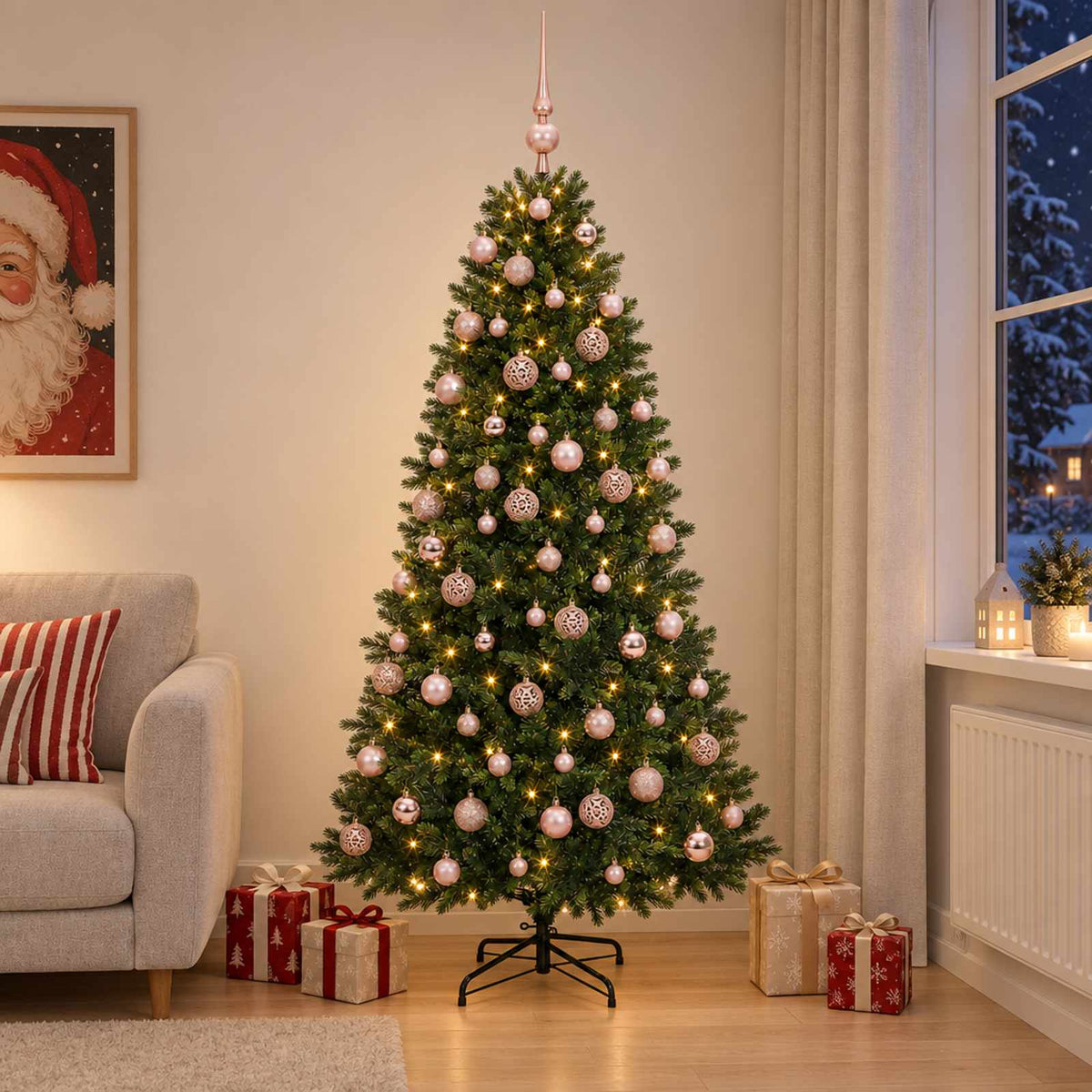 Artificial Christmas Tree Bauble LEDs pink balls